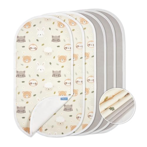 Image of TILLYOU Waterproof Changing Pad Liners 6 Pack, 100% Cotton Reusable Cloth Diaper Liners, Pet