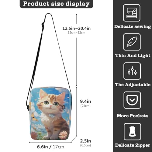 messenger bags Shoulder Crossover Bag Purse Bag Adjustable Strap for work work - Anime Style Cat Flower Daisy Butterfly3