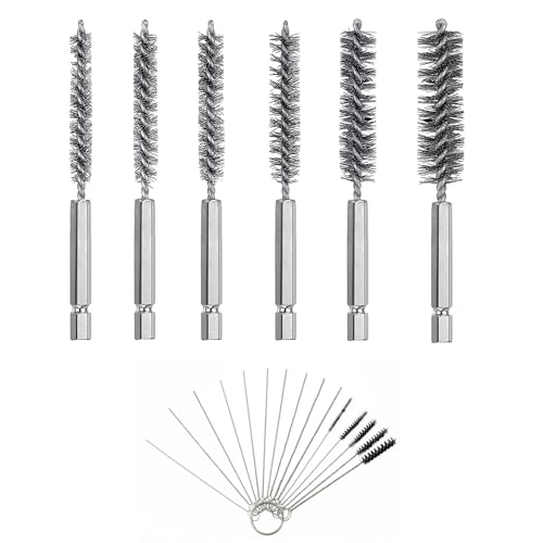6 Pièces Brosse Metallique a Main, Brosse Metallique pour Perceuse, Brosse à Trous, Brosse de Nettoyage en Acier Inoxydable, Goupillon Inox, Brosse Nettoyage Acier...