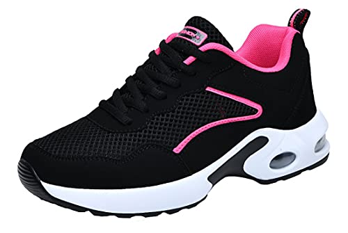 Mode Femme Basket Chaussures Outdoor Running Gym Fitness Sport Sneakers Style Multicolore Respirante Legere Shoes (Noir Rose, Numeric_39)