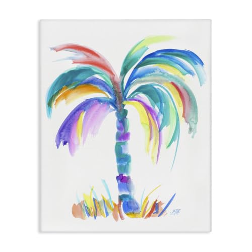 Stupell Industries Brushed Palm Tree Tropical, 30 x 40 Inch Canvas Wall Art