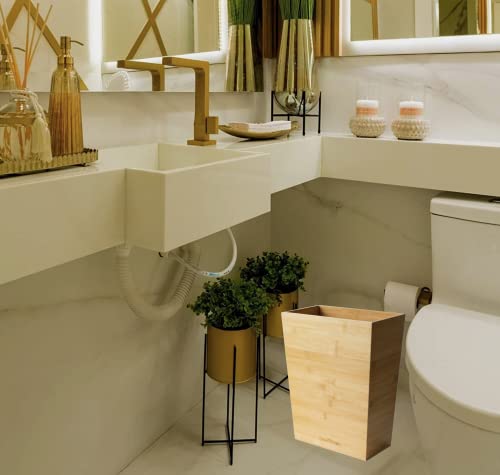 Bamboo Waste Basket | Waste Basket For Bathroom | Waste Basket For Office | Great Office Trash Cans For Near Desk | Bathroom Trash Can | Bedroom Trash Can | Trash Can Small Wastebasket Bamboo Decor (1, 12" X 6.5" X 15.3") #TOP2