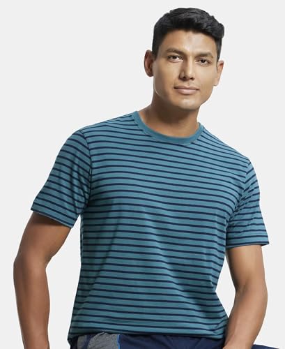 Image of Jockey 2715 Men's Super Combed Cotton Rich Striped Round Neck Half Sleeve T-Shirt