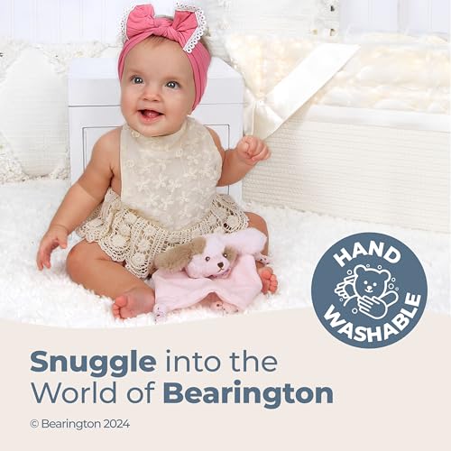 Image of Bearington Baby Wee Wiggles, 8 x 7 Inch Small Pink Puppy Stuffed Animal, Baby Security Blankets for Girls, Dog Lovey