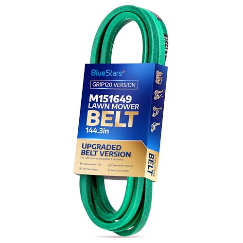 Image of [Upgraded Grip120] BlueStars M151649 Deck Belt | Aramid Cord | 1 /2 x 144.3 | Deck Belt for John Deere LT180 LT190 Lawn Tractors with 48 inch Mower Deck, Blade Drive Belt Replaces GX10063 M150960