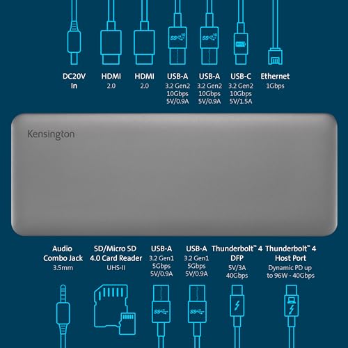 Dock Thunderbolt 4 Kensington SD5765T, l'excellence pour Surface Pro - 6