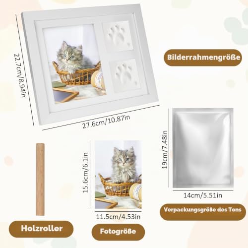 Pfotenabdruck Set Hund Katze,Tier Handabdruck mit Ton Impressum Kit 28*23CM