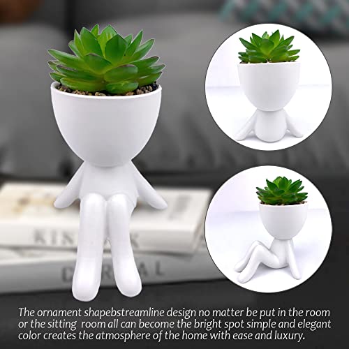 ODIWEN 2 PCS Mini Fake Succulents Mini Artificial Succulent Desk Plant in Pots - Image 3