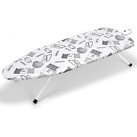 Duwee 92×34CM Table Top Ironing Board with Heat Resistant Cover ,Folding Legs & Lightweight,Extra Long Ironing Area With Hook for Storage Cover