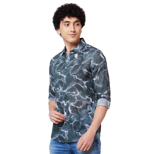 Image of Spykar Cotton Printed Half Sleeve Regular Fit Shirt for Men
