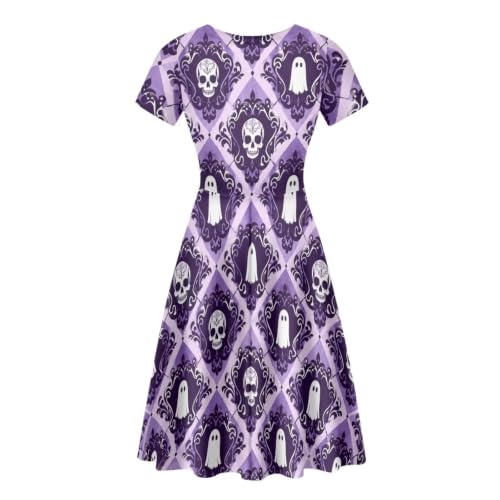 Image of POLERO Sunflower Dress for Women Floral Summer Dresses Short Sleeve Casual Sundresses Midi Dresses