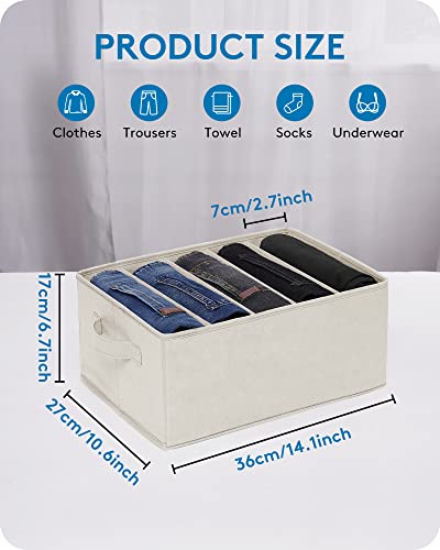 Elie&Eason Wardrobe Clothes Organizer,Drawer Organizers For Clothing,Foldable Closet Organizers And Storage Box Divider Closet Organizers For Jeans Legging T-Shirts With Handle-Grey (Beigex4Pcs) #TOP6