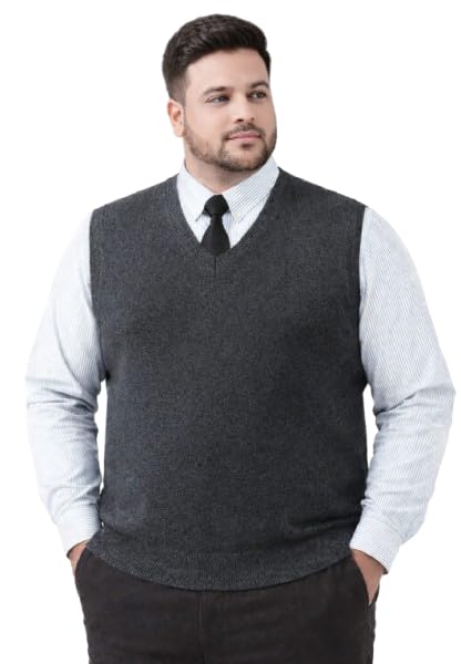 Mens Woolen v-Neck Plus Size Sleeveless Sweaters for Winter wear-image-20