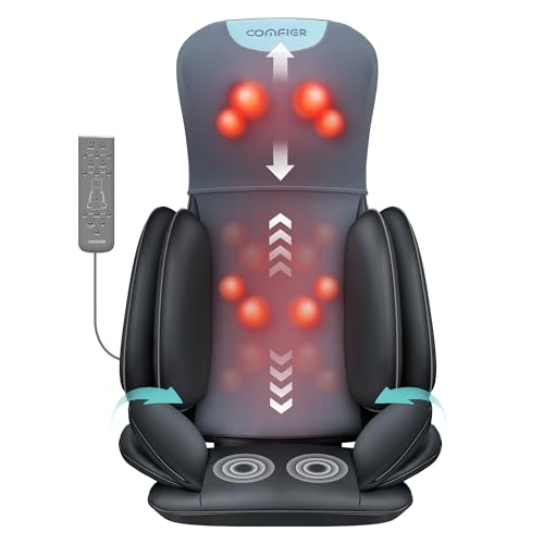 COMFIER Shiatsu Neck & Back Massager with Heat, Full Back Coverage Massage Chair Pad with 4D Kneading & Adjustable Neck Nodes, Waist & Hip Compression, for Home Office Use, Gifts for Men Women