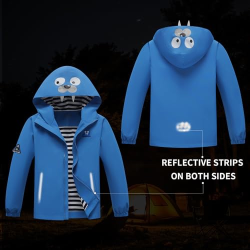 Image of MGEOY Girls Rain Jacket Lightweight Waterproof Hooded Cotton Lined Raincoat Windbreaker for Kids Size 4-12 Years