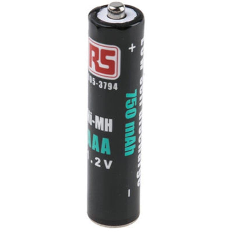 AAA Size Battery NiMH 1 2V 0 75Ah Rechargeable with Pressure Contacts Pack of 1 MFR 9053794