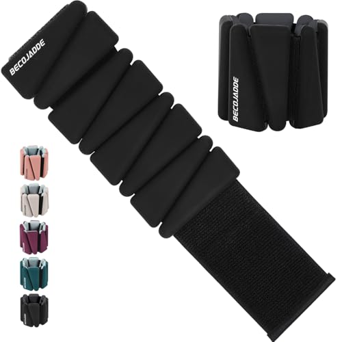 Image of BECOJADDE Ankle Weights Set of 2 (1 lb /2 lb /3 lb Each) Adjustable Wrist Weights for Women Men Wearable Arm Leg Weight for Pilates, Running, Walking, Workout, Yoga