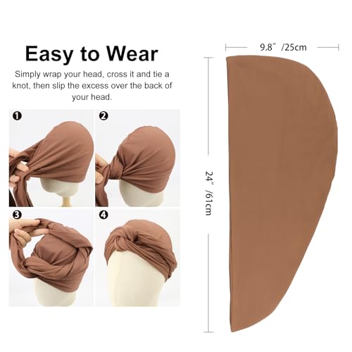 Image of DRESHOW African Turban for Women Knotted Hairwraps Headwraps Ribbed Turban Stretch Jersey Head Scarf Chemo Cancer Cap