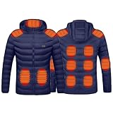 Beheizbare Jacke Herren Damen Heizjacke Jacke mit Heizung USB Elektrische Beheizte Jacke mit 15 Heizzonen Winterjacke Beheizbare Weste Pufferjacke Heizmantel Kapuze Funktionsjacke Outdoorjacke