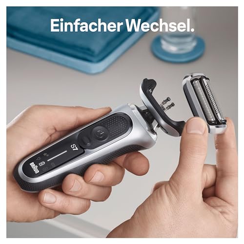 Braun Series 7 Elektrorasierer Scherkopf, ORIGINAL Ersatzscherteil vom Hersteller passend für Braun Herren Rasierer Series 7 der neuen Generation, 73S, Silber, 1er Pack
