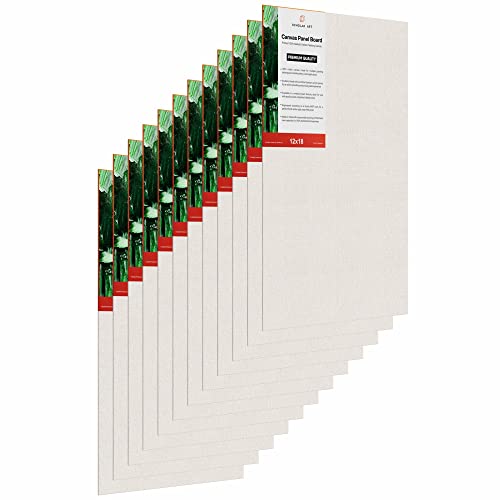Image of Scholar Art Hobby Series 04 Oz (230 GSM) 100% Cotton Canvas Panel Board for Painting (White Blank Canvas Boards for Acrylic Paint, Oil Paint, Wet & Dry Media) | 12 inchx18 inch (30x45 cm), Pack of 12