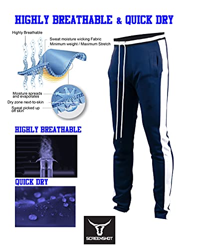 Image of SCREENSHOT Screenshotbrand Mens Hip Hop Slim Fit Track Pants - Athletic Jogger Bottom with Side Taping