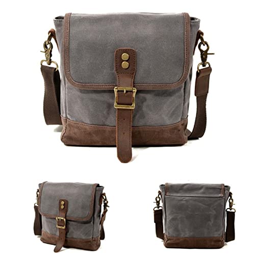 Men's Crossbody Bag Retro Men's Shoulder Bag Leather Messenger Bag for Hiking Cycling Traveling(Gray)2