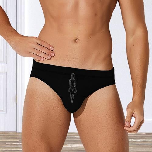 Silhouette of Full Body Woman Printed Swim Briefs for Men Sexy Bikini Swimwear Elastic Beach Trunks Bathing Suit2