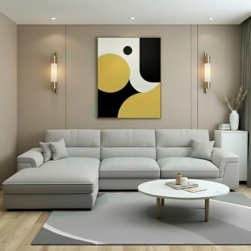 Image of Italino 4 Seater Luxurious L Shape Fabric Sofa Set (Left Side Lounger, Light Grey) | 3 to 4 Person Wooden Corner Sofa Couch for Living Room Bedroom Home Hall Furniture