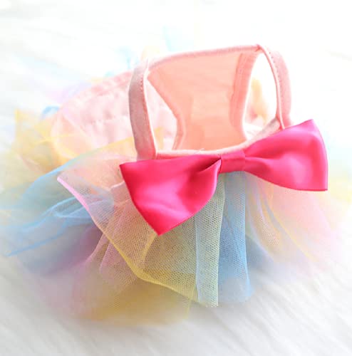 Moorfowl Small Dog Rainbow Sundress With Bowknot Puppy Tulle Skirt Colorful Princess Dress For Pet Cat Shirt Clothes Doggie Apparel For Party Birthday Wedding Costumes (Small) #TOP4