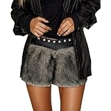 generisch pantaloncini da donna retrò con stampa marrone capriolo, vita alta, pantaloni casual da donna, nero , s