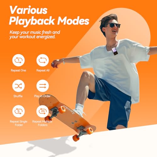 image for AGPTEK 64GB MP3 Player with Clip, 1.8 inch Bluetooth 5.3 Music Player 