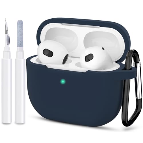 ATUAT Compatible with AirPods 3 Case, Protective Silicone Cover for AirPods 3rd Generation Case 2021, Wireless Charging - Dark Blue