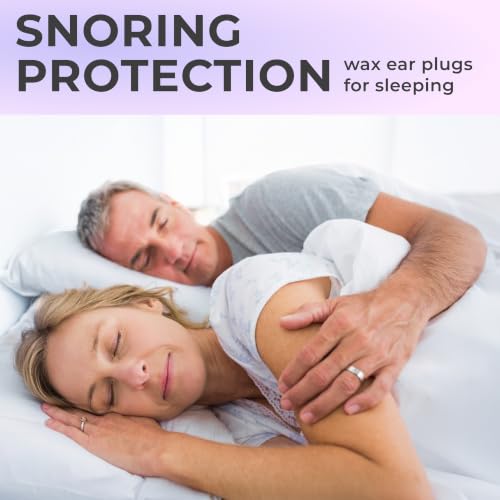 Image of Peace&Quiet PQ Wax Ear Plugs for Sleeping, Swimming - 50 Soft Noise Cancelling Silicone Gel Wax Earplugs for Sleep and Swimmers, Ear Protection with Sound Blocking Level of 32 Db, Lavender