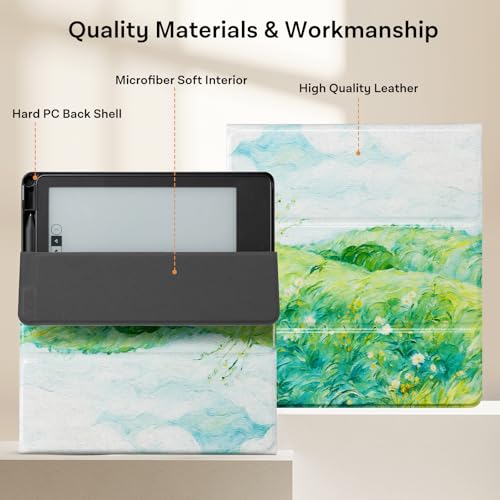 Image of CoBak Case for Tablet Reader - All New PU Leather Cover with Auto Sleep Wake Feature for Tablet Reader 10.2 inch 2022 & 2024 Released with Pen Holder (not Compatible with Remarkable),Green Wheat Field