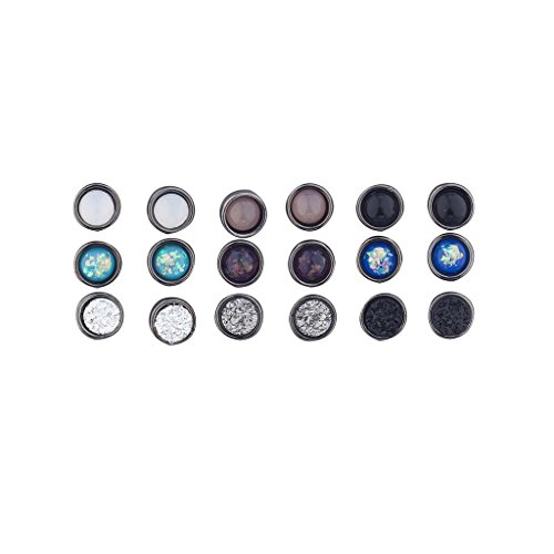 Lux Accessories Assorted Circle Stone Multi Earring Pack Set (9pcs) (HEMATITE)