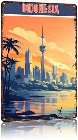 Indonesia Travel Poster 8x12 Inch Vintage Aluminum Metal Tin Sign...