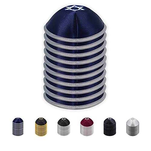 Ateret Judaica Yarmulke for Men & Boys - Pack of 10-Pcs Satin Kippah Cap Size 19 cm with Star of David Jewish Yamaka Hat