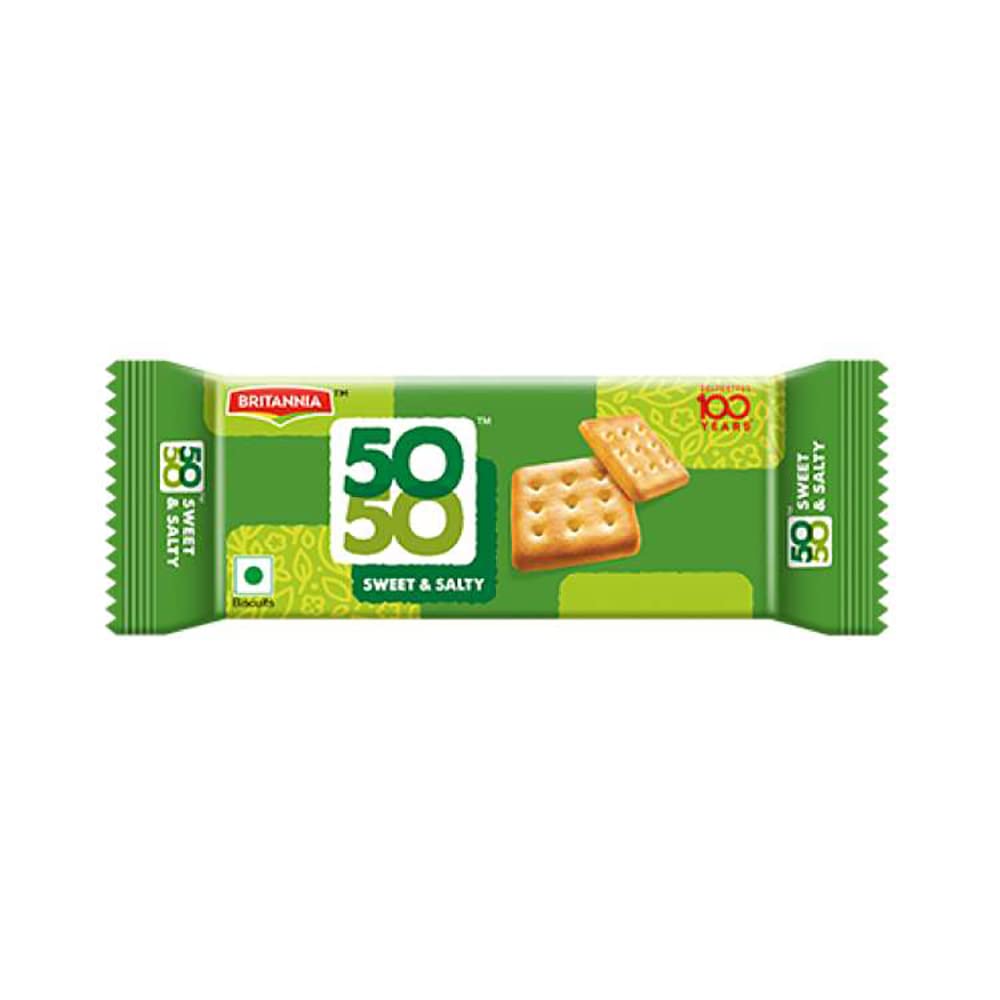 Britannia Crackers 50 50 Sweet and Salty Biscuit 2.19oz (62g) - Delicious, Light & Crispy Grocery Cookies - Best Treat for Friends & Family (Pack of 24)