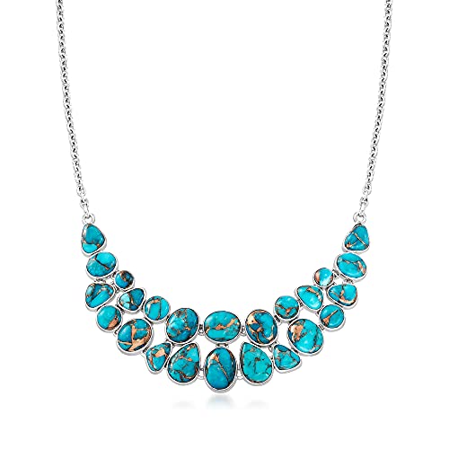 Ross-Simons Kingman Turquoise Bib Necklace In Sterling Silver. 18 Inches #TOP28