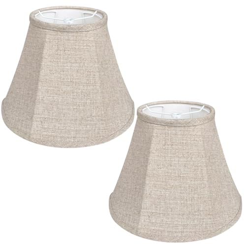 Double Brown Lamp Shade Set of 2, TOOTOO STAR Large Barrel Lampshade for Floor Light and Table Lamp 6x12x8.5 inch, DIY Fabric Natural Linen Hand Crafted, Spider (Brown, 6x12x8.5 inch)
