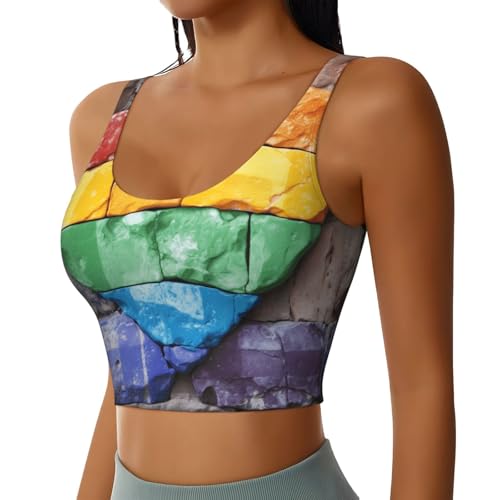 Débardeur sport femme arc-en-ciel à coupe haute athlétique