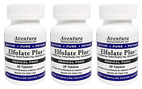 Elfolate PlusÂ® 3mg 3 Pack L-Methylfolate Methyl Folate Methylfolate Medical Food Supplement Doctor Recommended Professional Strength Active Pure Potent 30 Tablets
