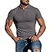 Herren Kurzarm Beiläufig Hemden T-Shirts Tee mit Poloshirts Dehnbar Baumwolle Unterhemden Dunkelgrau L
