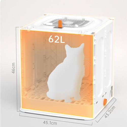 Secador de limpeza para cães 62l grande capacidade, controle inteligente de temperatura e secagem 36