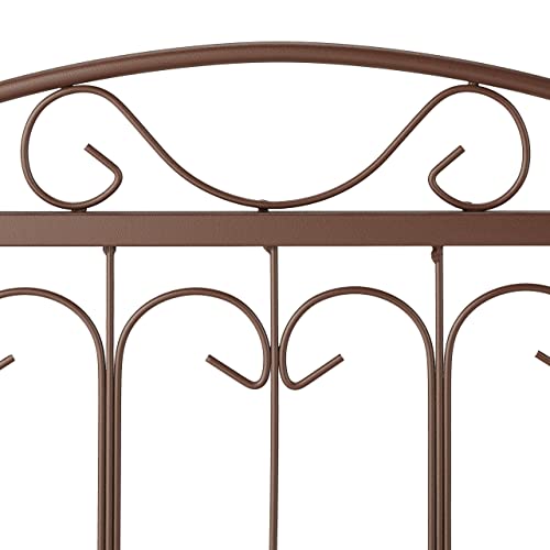 Relaxdays Beetzaun Metall, HxB: 46 x 57 cm, Garten Beeteinfassung zum Stecken, 4 Zaunelemente, Antik-Design, braun