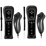 Burcica Controller for Wii Remote and Nunchuck, Wireless Controllers Compatible with Wii/Wii U with Silicone Case and Wrist Strap (Black)