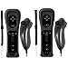 Burcica Remote and Nunchuck Controller for Wii Wii U (Black 2 Pack)