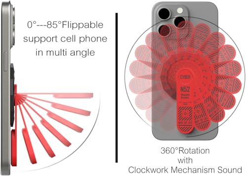 Image of Zitel for MagSafe Phone Grip Stand, 360 Rotation Magnetic Holder Kickstand Compatible with iPhone 17 16 15 14 13 12 Pro Max, Samsung, Pixel 10 & Android Smartphones (Red)