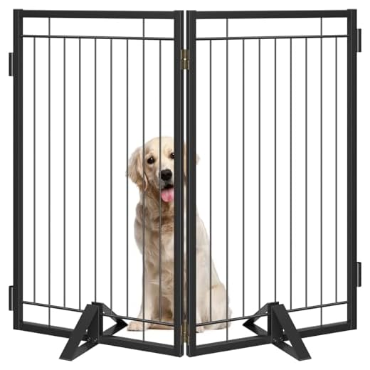 Sturdy Free Standing Dog Gate with Cat Door